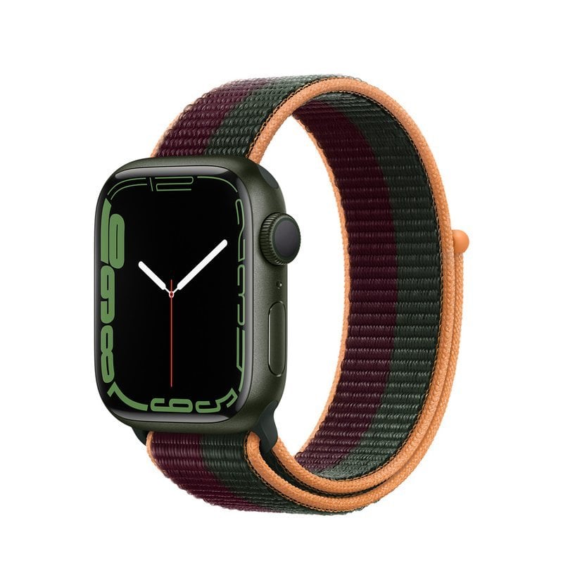 Apple Watch Series 7 GPS 41mm Green Aluminum Case With Sport Loop Dark Cherry/Forest Green (MKNF3) - ITMag