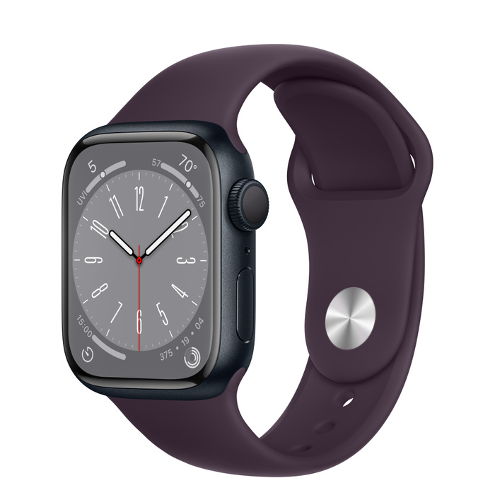 Apple Watch Series 8 GPS 41mm Midnight Aluminum Case w. Elderberry Sport Band S/M (MNPC3+MP763) - ITMag