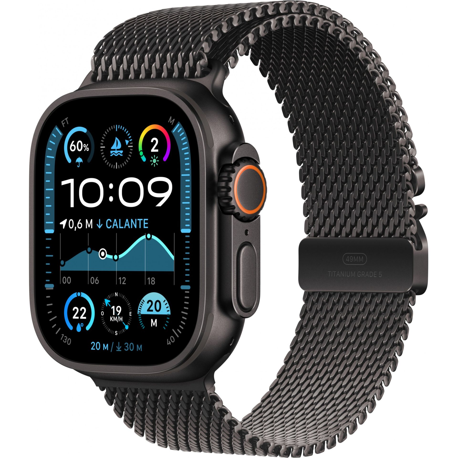 

Apple Watch Ultra 2 GPS + Cellular 49mm Black Titanium Case w. Black Titanium Milanese Loop - L (MX5V3)