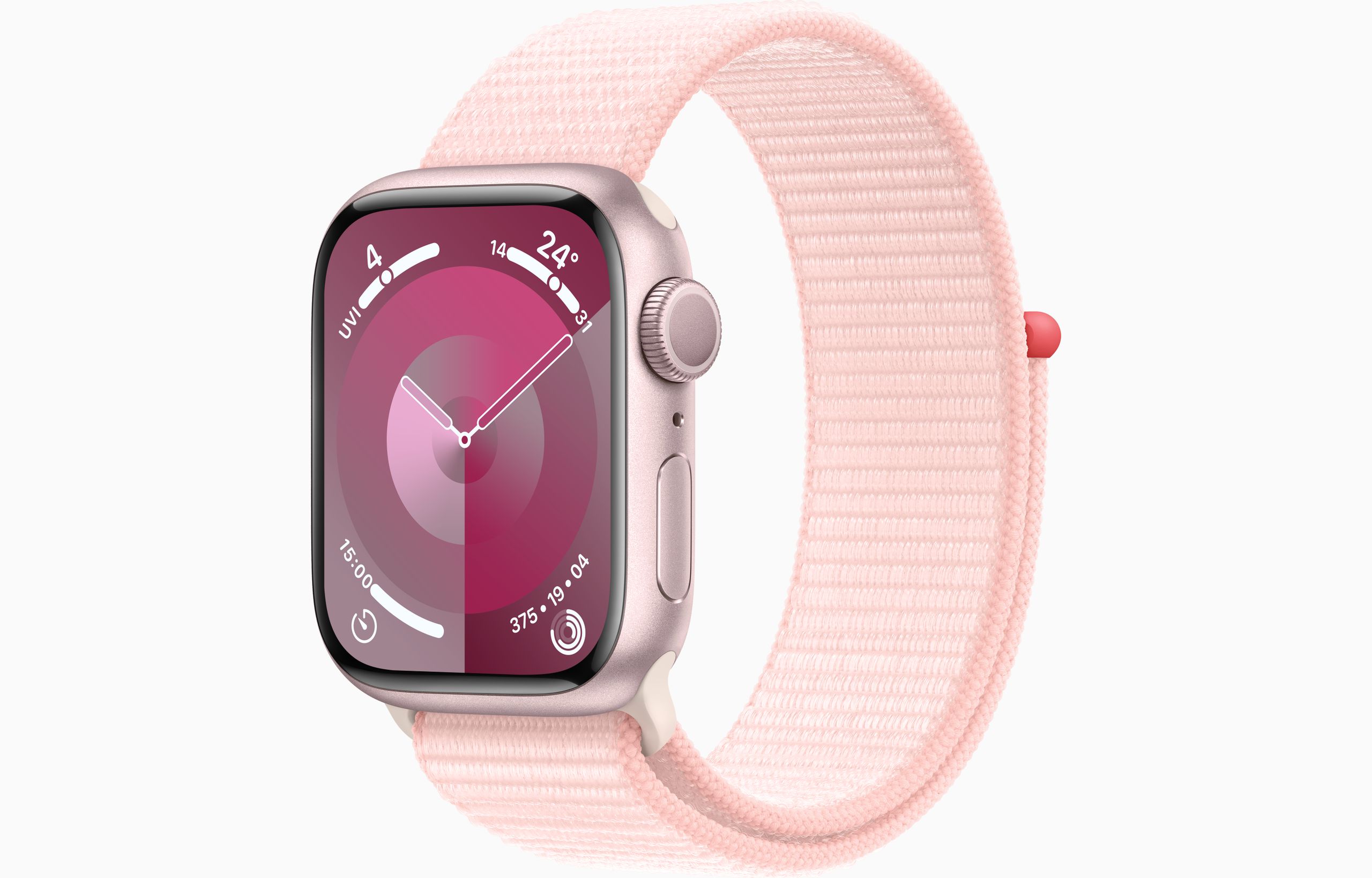 

Apple Watch Series 9 GPS 41mm Pink Aluminum Case w. Light Pink S. Loop (MR953)