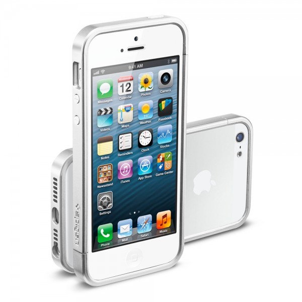 Бампер SGP Linear EX Slim Metal Series для Apple iPhone 5/5S (+ пленка) (Серебряный / Satin Silver) - ITMag