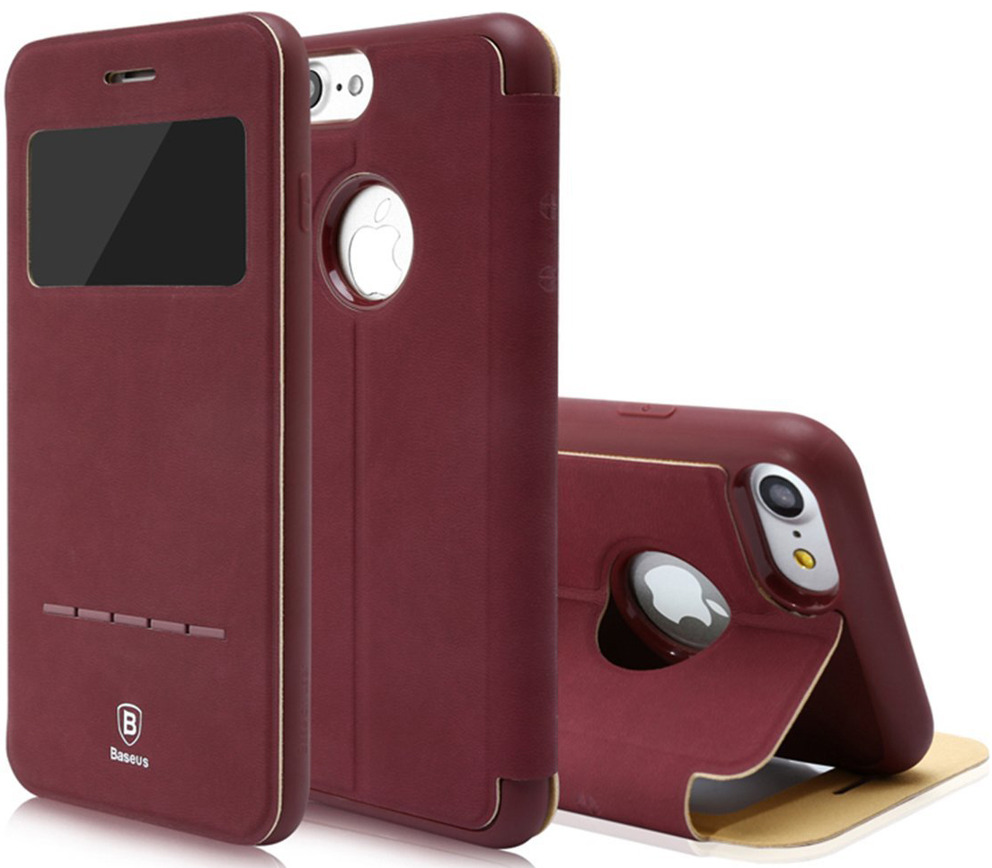 Чехол Baseus Simple Series Leather Case iPhone 7 Wine Red (LTAPIPH7-SM09) - ITMag
