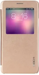 Кожаный чехол (книжка) Rock Uni Series для Samsung N910S Galaxy Note 4 (Золотой / Gold)