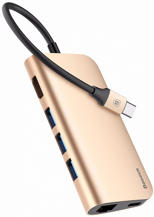 Переходник Baseus для MacBook 8-in-1 USB Type-C - Gold (ACBOOK2-0V) - ITMag