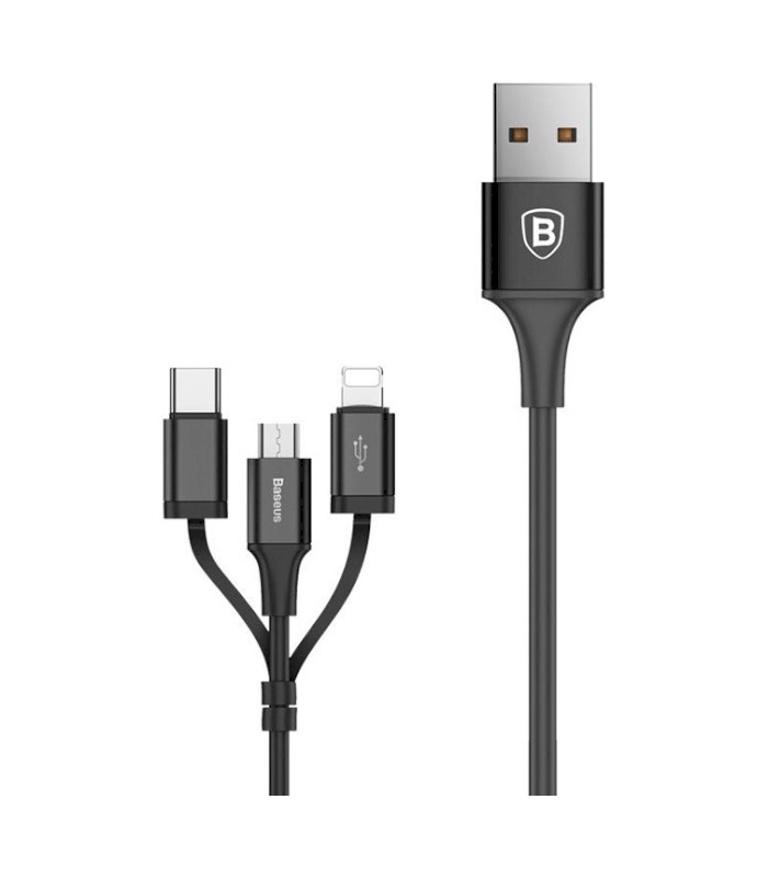 Кабель Lightning/USB Type-C Baseus Excellent Three-in-one Cable USB For Lightning/Type-C 2A 1.2M Black (CA3IN1-01) - ITMag
