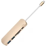 WIWU Adapter T2 Plus USB-C to USB-C+microSD+SD+2xUSB3.0 HUB Gold
