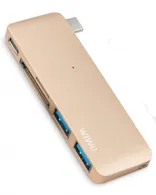 WIWU Adapter С1 Plus USB-C to USB-C+SD+2xUSB3.0 HUB Gold (6957815503797)