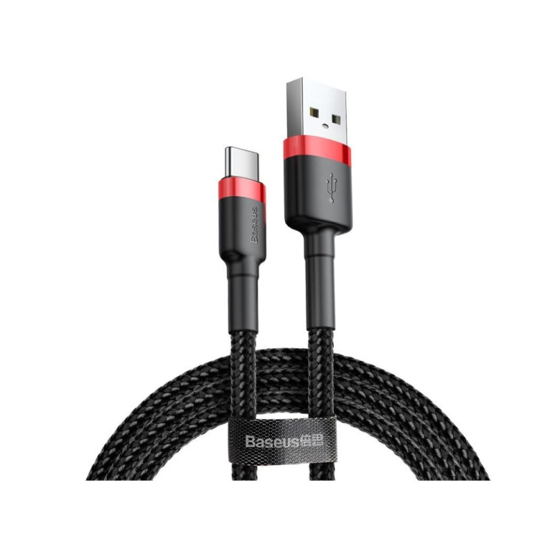 Кабель USB Type-C Baseus Cafule Cable USB For Type-C 3A 1M Red+Black (CATKLF-B91) - ITMag