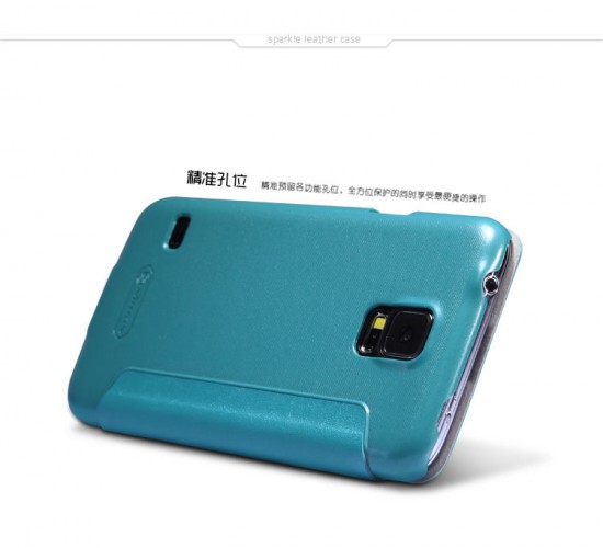 Кожаный чехол (книжка) Nillkin Sparkle Series для Samsung G900 Galaxy S5 (Бирюзовый) - ITMag