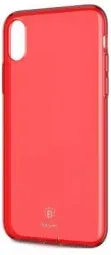 TPU чехол Baseus Simple Ultrathin для Apple iPhone X (5.8") с заглушкой (Красный / Transparent Red) (ARAPIPHX-A09)