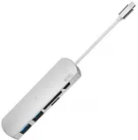 WIWU Adapter T2 Plus USB-C to USB-C+microSD+SD+2xUSB3.0 HUB Silver (6957815504497)