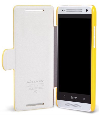 Кожаный чехол (книжка) Nillkin Fresh Series для HTC One mini / M4 (Желтый) - ITMag