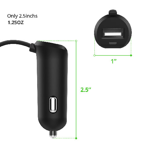 iOttie RapidVolt Mini Car Charger with Micro USB Cable (4.8A, 1USB) Black (CHCRIO102) - ITMag