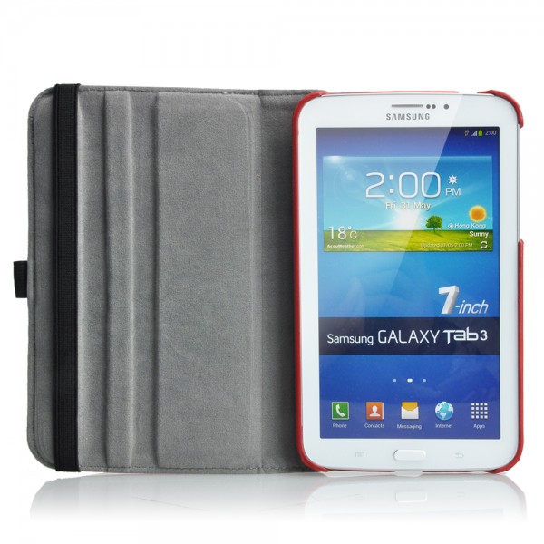 Чехол EGGO для Samsung Galaxy Tab 3 7.0 T2100/T2110 (кожа, красный, поворотный) - ITMag