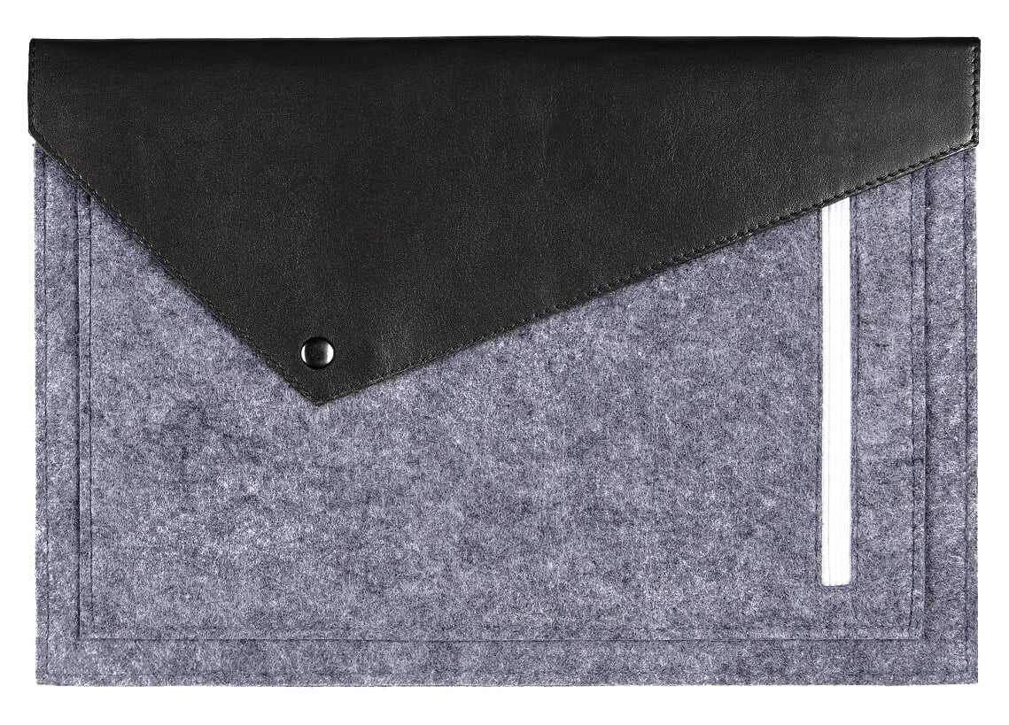 Черный фетровий чехол-конверт Gmakin для  Apple Macbook Air 13,3 и Apple MacBook Pro 13,3 з экокожей (GM13) - ITMag