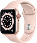 Apple Watch Series 6 GPS + Cellular 40mm Gold Aluminum Case w. Pink Sand Sport B. (M02P3)