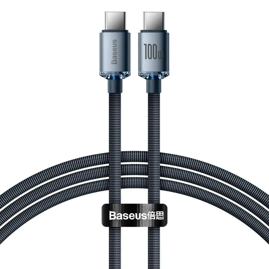 

Кабель USB Type-C Baseus Crystal Shine Series Fast Charging Data Cable Type-C to Type-C 100W 1.2m Black (CAJY000601)