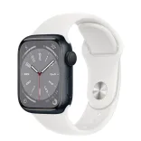 Apple Watch Series 8 GPS 45mm Midnight Aluminum Case w. White Sport Band M/L (MNP83+MP7H3)