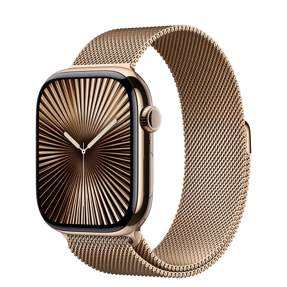 

Apple Watch Series 10 GPS + Cellular 46mm Gold Titanium Case w. Gold Milanese Loop - M/L (MX003)