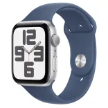 Apple Watch SE 2 GPS 44mm Silver Aluminium Case w. Denim Sport Band - M/L (MXER3)