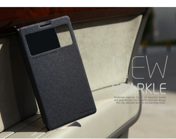 Кожаный чехол (книжка) Nillkin Sparkle Series для Lenovo K910 (VIBE Z) (Черный) - ITMag