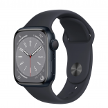 Apple Watch Series 8 GPS 41mm Midnight Aluminum Case w. Midnight Sport Band - Size S/M (MNU73/MNPC3)