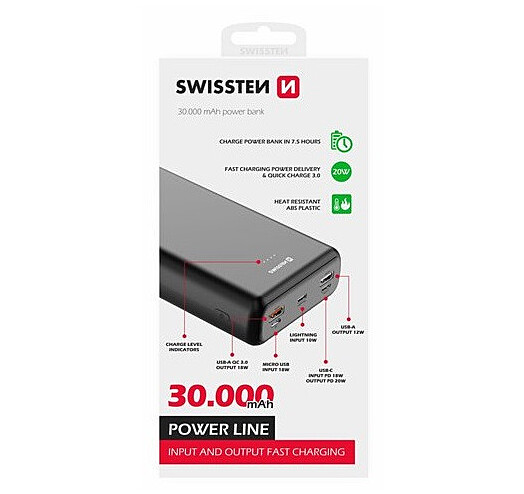 Swissten 30000mAh 20W Power Delivery Black (8595217479838) - ITMag
