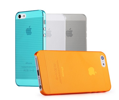 Пластиковая накладка Rock (Texture) Ultra Thin series для Apple iPhone 5/5S (Оранжевый / Transparent) - ITMag