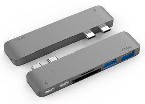 WIWU Adapter H2 USB-C to Dual USB-C+SD+microSD+2xUSB3.0 HUB Gray (6957815504671) - ITMag