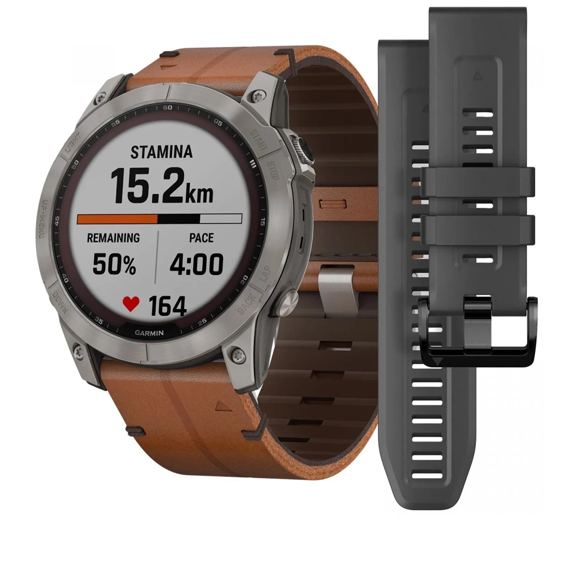 

Garmin Fenix 7X Sapphire Solar Titanium w. Chestnut Leather Band (010-02541-19)