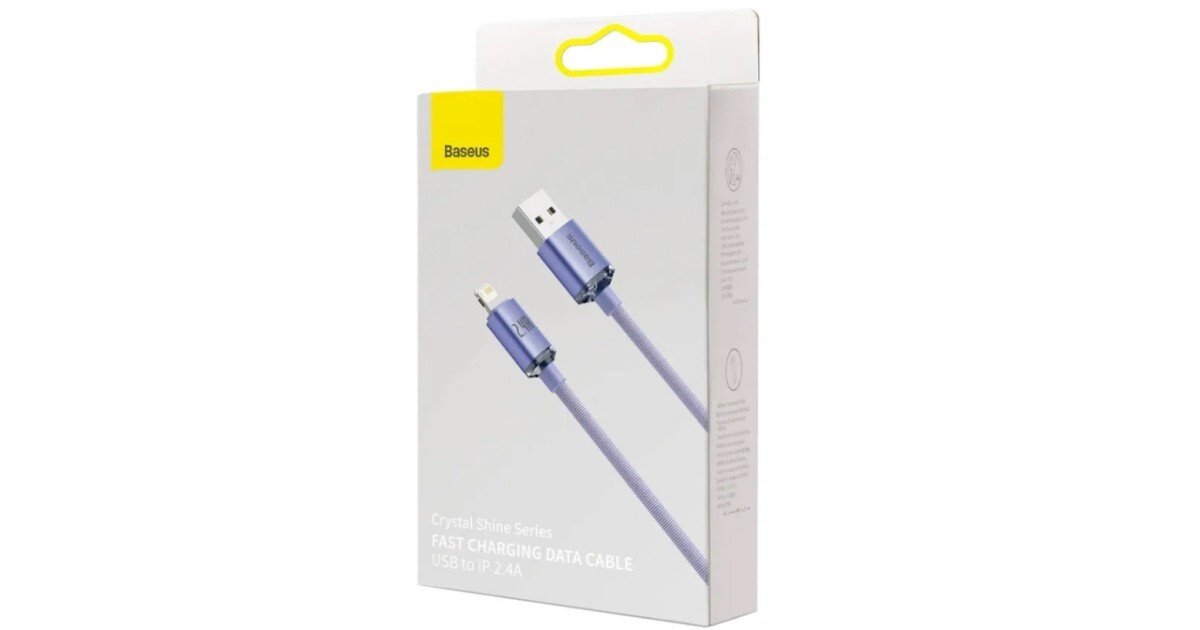Кабель Lightning Baseus Crystal Shine Series Fast Charging Data Cable USB to Lightning 1.2m Purple (CAJY000005) - ITMag