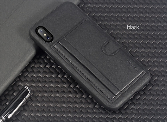 TPU чехол ROCK Cana Series с функцией подставки для Apple iPhone X (5.8") (+ карман для визиток) (Черный / Black) - ITMag