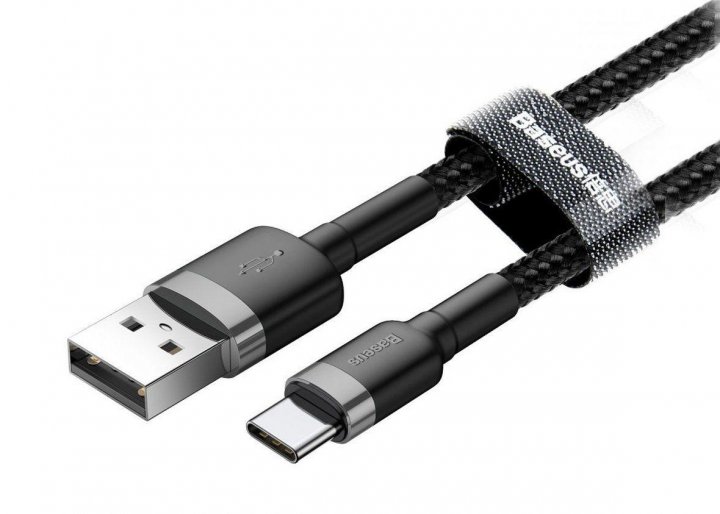Кабель Baseus USB Cabel to USB-C Cafule 1m Grey/Black (CATKLF-BG1) - ITMag