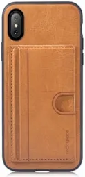 TPU чехол ROCK Cana Series с функцией подставки для Apple iPhone X (5.8") (+ карман для визиток) (Коричневый / Brown)