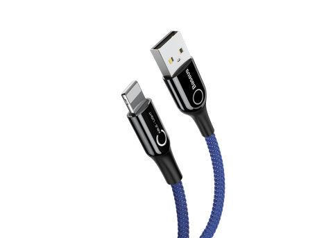 Кабель Baseus C-shaped Light Intelligent Power-off USB For Lightning 2.4A 1M Blue (CALCD-03) - ITMag