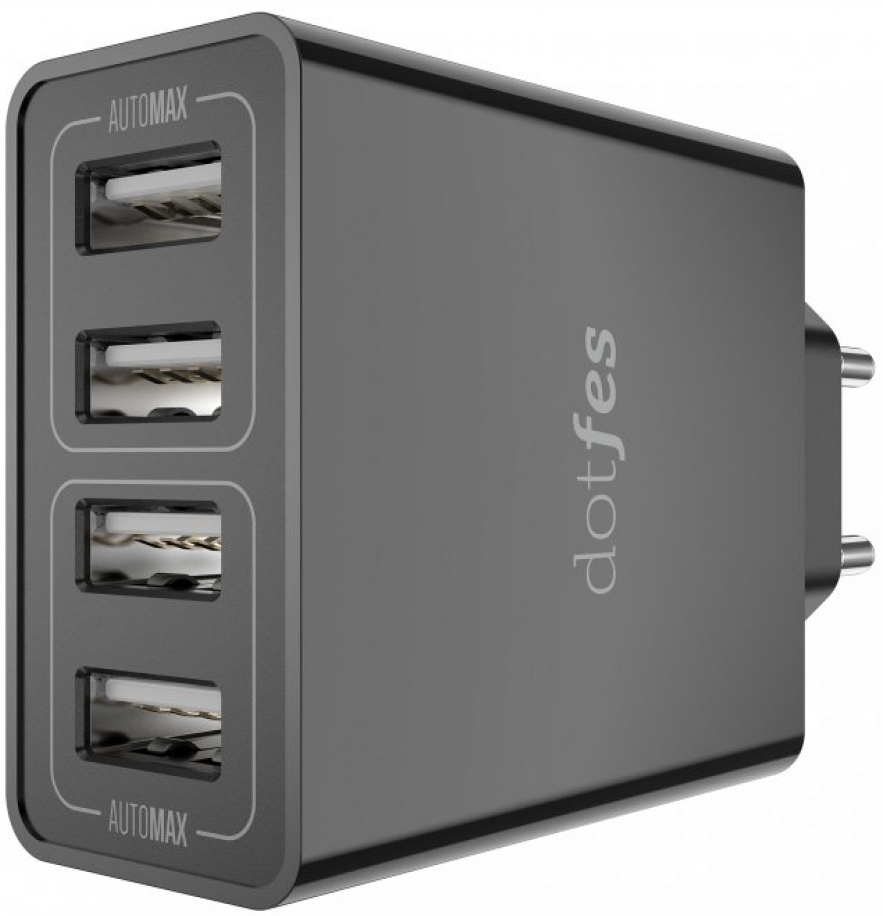 Сетевое зарядное устройство Dotfes 4-Port USB Home Charger C06  2.4A Max черный (DF-C06-HC-BL) - ITMag