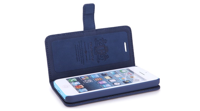 Кожаный чехол Nuoku Grace (книжка) для Apple iPhone 5C (+ пленка) (Синий) - ITMag