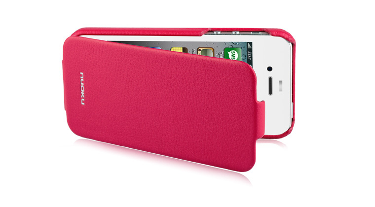 Кожаный чехол Nuoku Elite (флип) для Apple iPhone 5/5S (+пленка) (Розовый) - ITMag