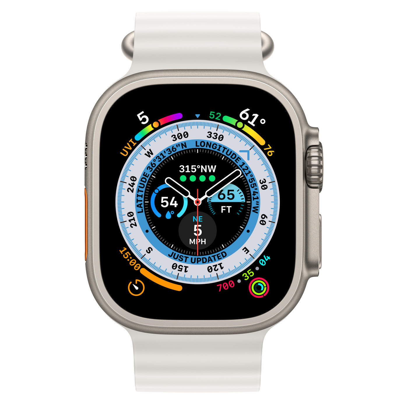 Apple Watch Ultra GPS + Cellular 49mm Titanium Case with White Ocean Band (MNH83/MNHF3) - ITMag