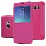 Кожаный чехол (книжка) Nillkin Sparkle Series для Samsung Galaxy Note 5 (Розовый)