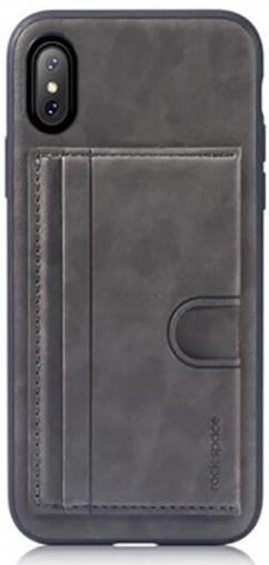TPU чехол ROCK Cana Series с функцией подставки для Apple iPhone X (5.8") (+ карман для визиток) (Серый / Grey) - ITMag