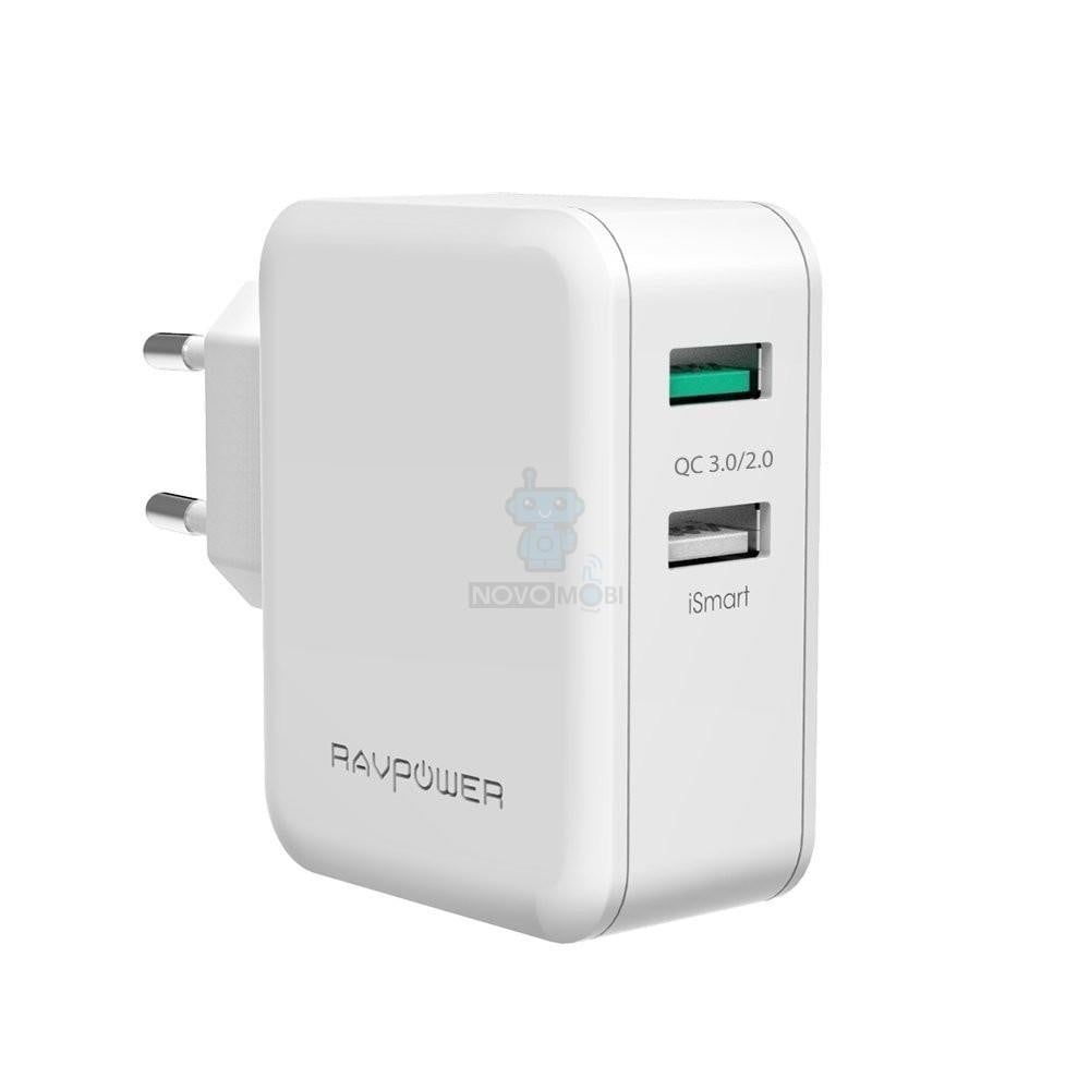 Зарядное устройство RAVPower Quick Charge 3.0 30W Dual USB White (RP-PC006) - ITMag
