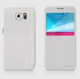 Кожаный чехол (книжка) Nillkin Sparkle Series для Samsung G920F Galaxy S6 (Белый)