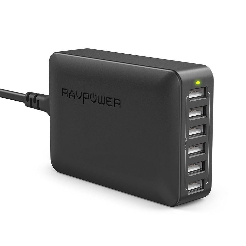 Зарядное устройство RAVPower 60W 12A 6-Port USB Desktop Charging Station with iSmart Technology Black (RP-PC028) - ITMag
