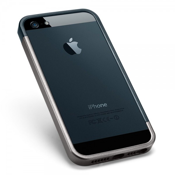 Бампер SGP Linear EX Slim Metal Series для Apple iPhone 5/5S (+ пленка) (Серый / Metal slate) - ITMag