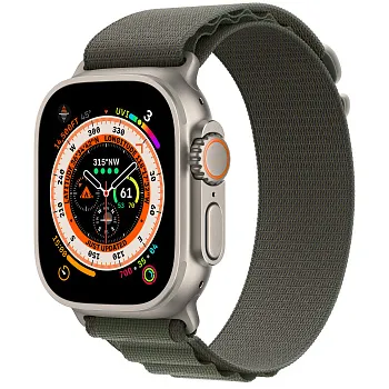 Apple Watch Ultra GPS + Cellular 49mm Titanium Case with Green Alpine Loop - Medium (MQEW3/MQFN3) - ITMag