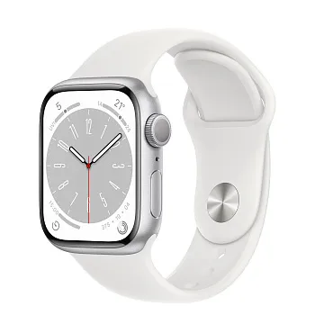 Apple Watch Series 8 GPS 45mm Silver Aluminum Case with White S. Band S/M (MP6P3) - ITMag