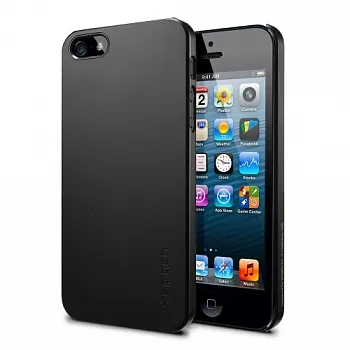 Пластиковая накладка SGP Ultra Thin Air Series для Apple iPhone 5/5S (+ пленка) (Черны / Smooth Black) - ITMag