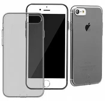 Чехол Baseus Simple Series Case (With-Pluggy) For iPhone7 Transparent Black (ARAPIPH7-A01) - ITMag