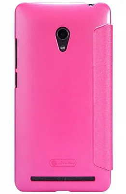 Кожаный чехол (книжка) Nillkin Sparkle Series для Asus Zenfone 6 (Розовый) - ITMag